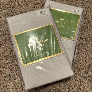KATE SPADE Frame European Pillow Shams Platinum Gray Breezy Magnolia NWT
